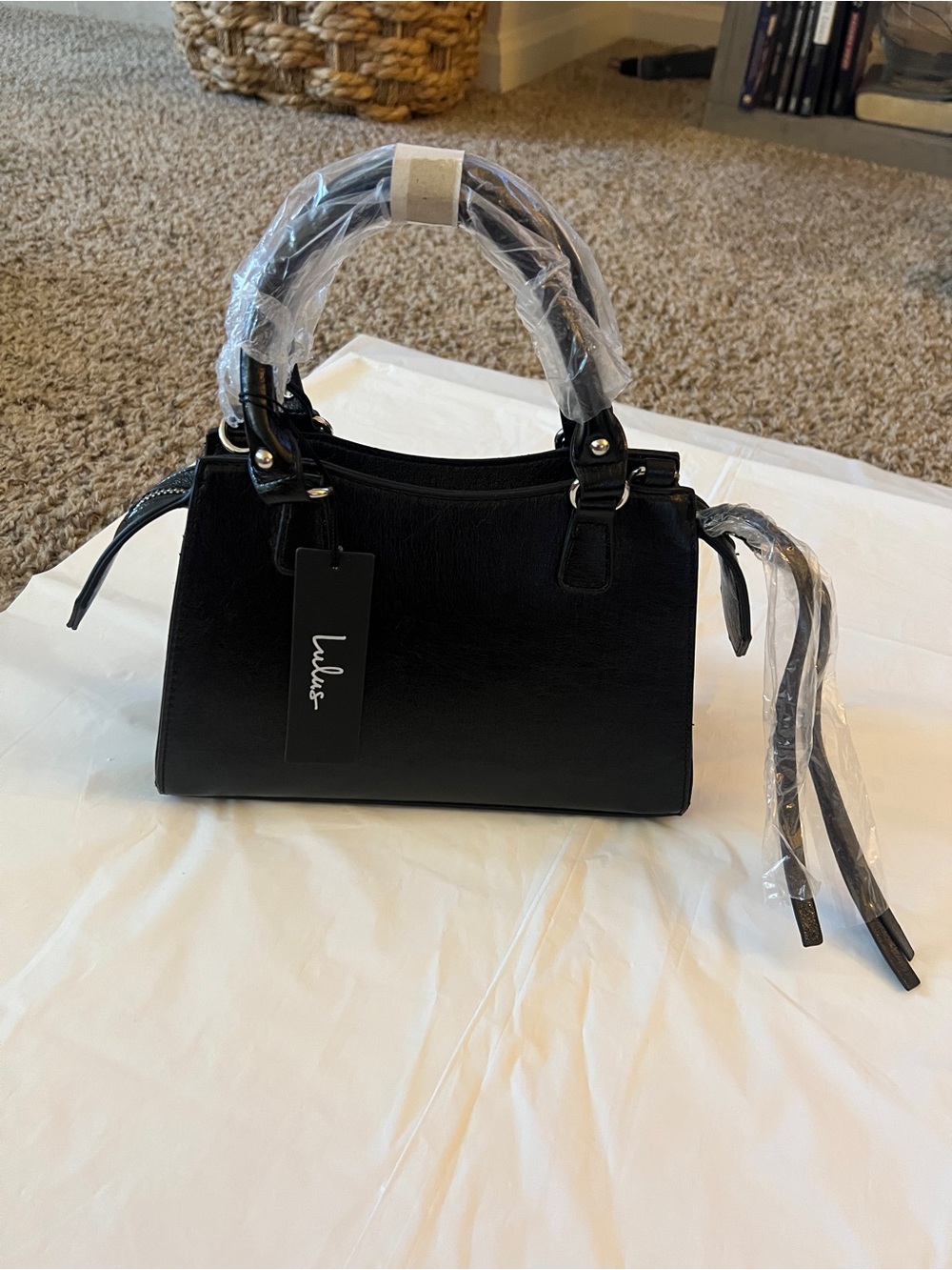 Lulu's Black Top-Handle Satchel with Detachable Strap